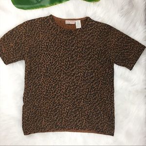 Vintage Northeast Knitters Shirt Leopard Sz S EUC
